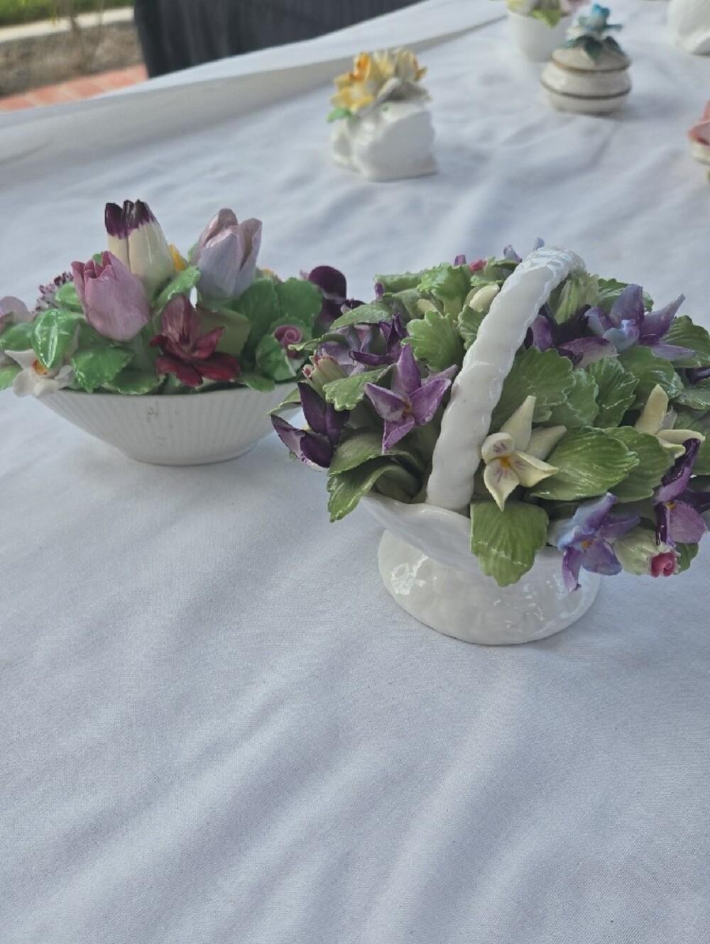 Royal Adderley BONE CHINA White Baskets with Floral Accents